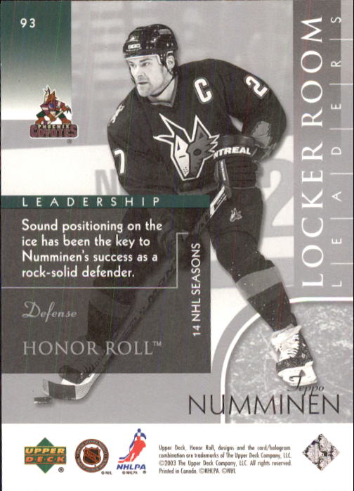 2002-03 Upper Deck Honor Roll - #22 Marty Turco