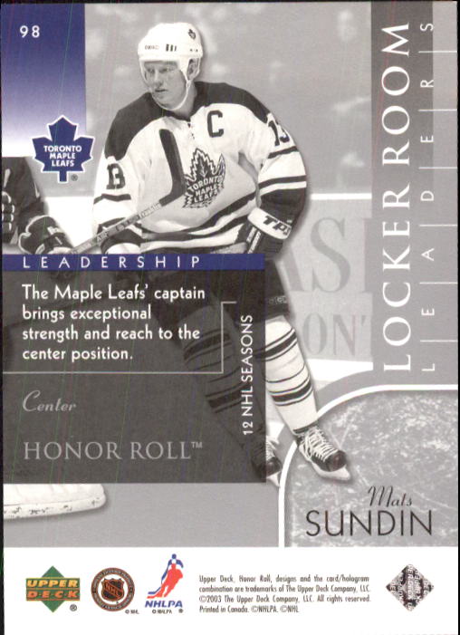 2002-03 Upper Deck Honor Roll - #22 Marty Turco