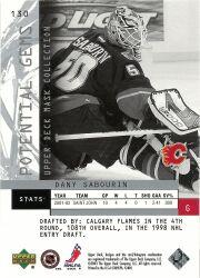 2002-03 UD Mask Collection #130 Dany Sabourin RC back image