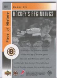 2002-03 UD Piece of History Hockey Beginnings #HB1 Bobby Orr back image