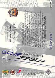 2002-03 Upper Deck All-Star Performers Jerseys #ASSB Sean Burke back image