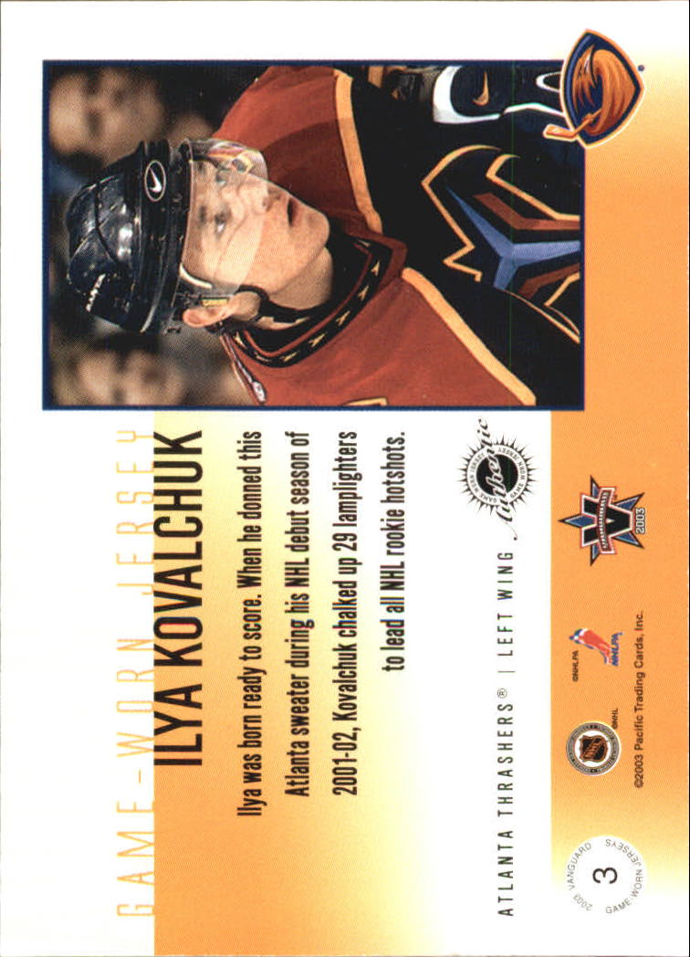 2002-03 Vanguard Jerseys #3 Ilya Kovalchuk back image