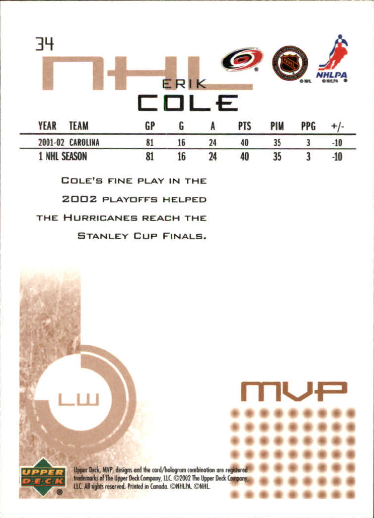 2002-03 Upper Deck MVP #34 Erik Cole back image