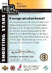 2002-03 UD Top Shelf Shooting Stars Jerseys #SHBG Bill Guerin back image