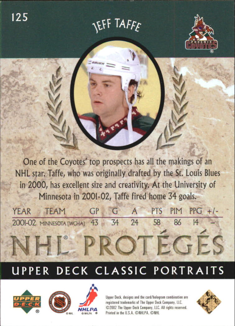 2002-03 Upper Deck Classic Portraits #125 Jeff Taffe RC back image