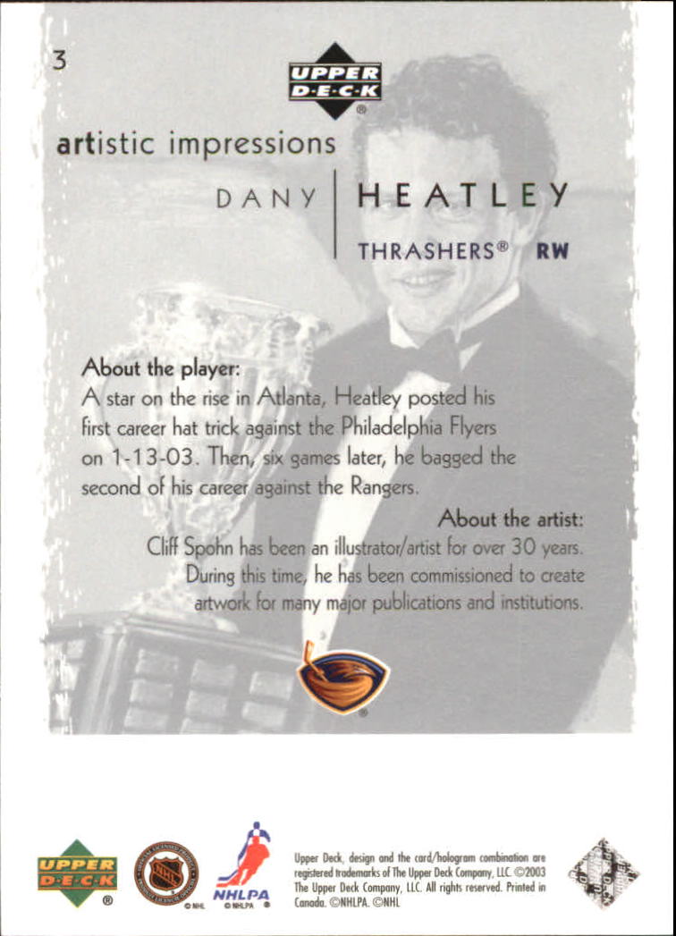 2002-03 UD Artistic Impressions #3 Dany Heatley back image