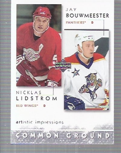 2002-03 UD Artistic Impressions Common Ground #CG4 Jay Bouwmeester/Nicklas Lidstrom
