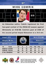 2002-03 SP Authentic UD Promos #37 Mike Comrie back image