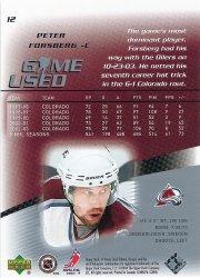 2003-04 SP Game Used #12 Peter Forsberg back image