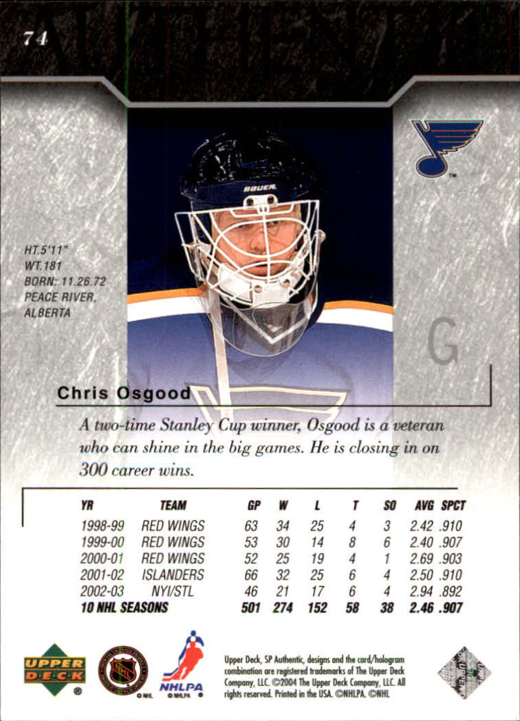 A6756- 2003-04 SP Authentic Hockey Cards #s 1-166 -You Pick- 15+ FREE US SHIP - Picture 147 of 181
