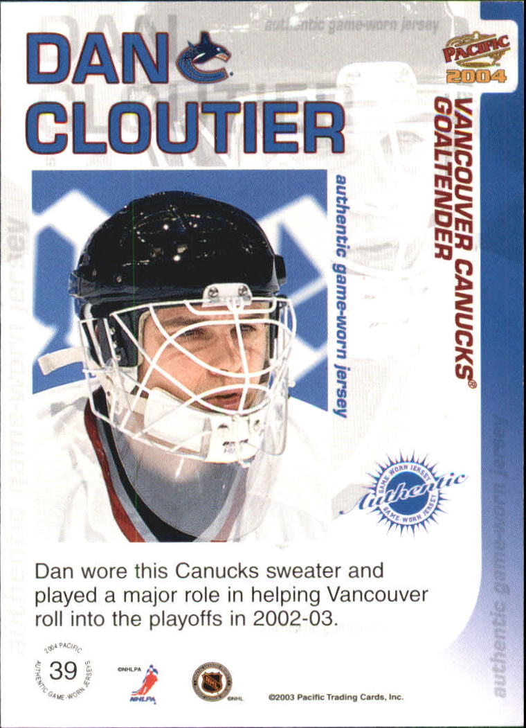 2003-04 Pacific Jerseys #39 Dan Cloutier back image