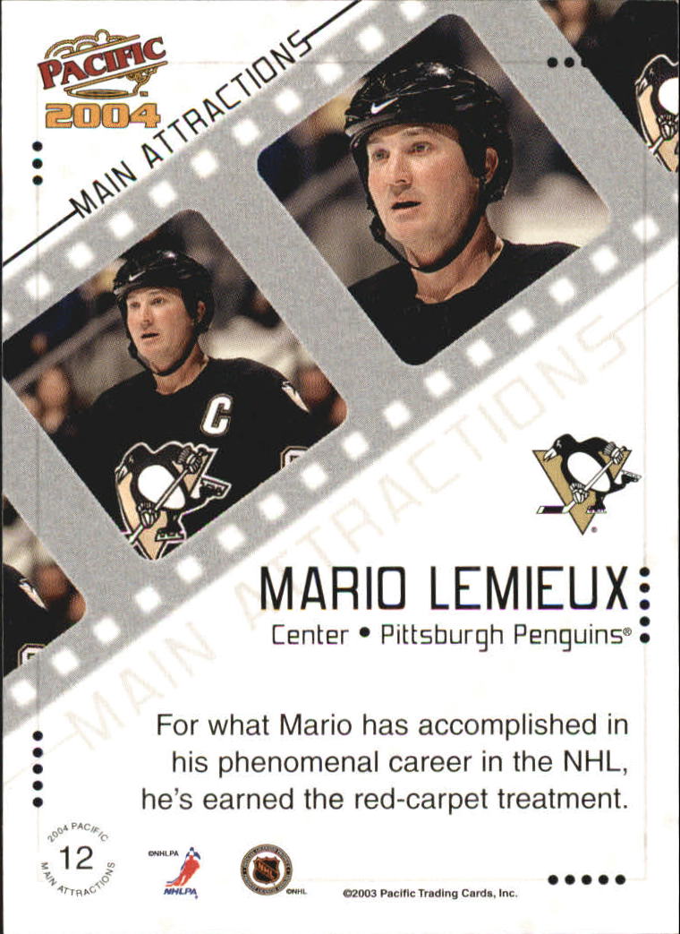 2003-04 Pacific Main Attractions #12 Mario Lemieux back image