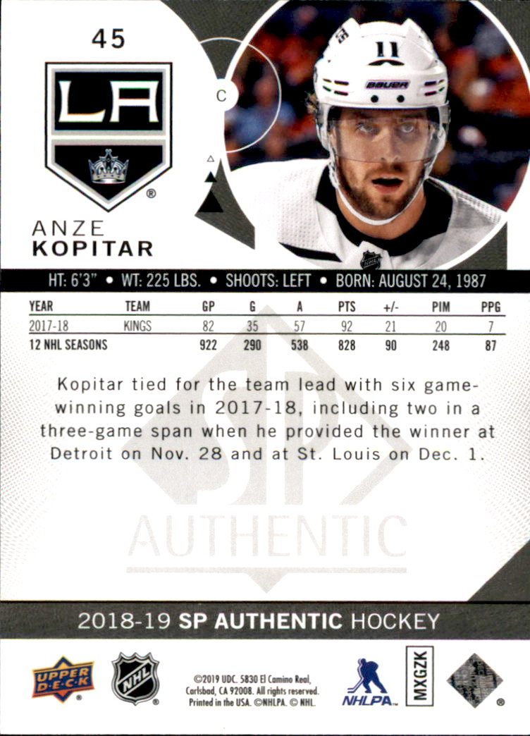 B2934- 2018-19 SP Authentic Hk #s 1-116 +Inserts -You Pick- 15+ FREE US SHIP - Picture 75 of 155