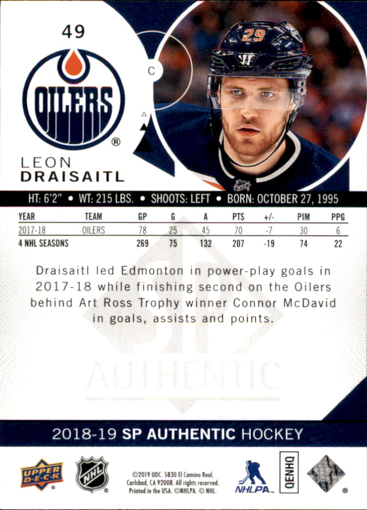 B2934- 2018-19 SP Authentic Hk #s 1-116 +Inserts -You Pick- 15+ FREE US SHIP - Picture 79 of 155
