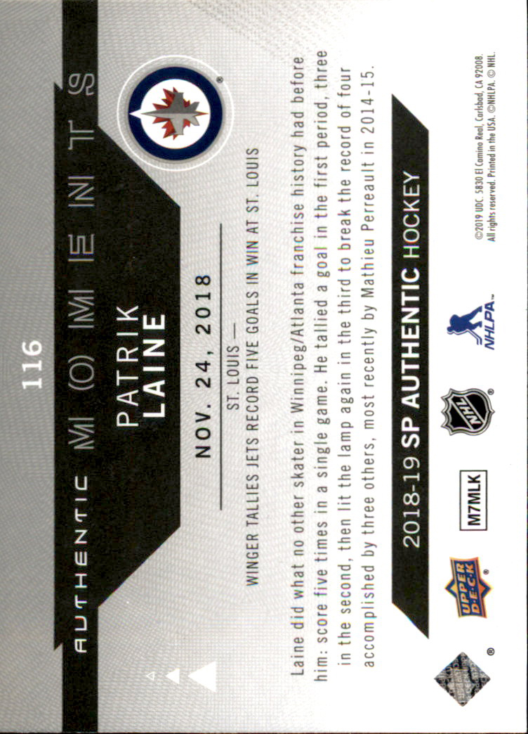 B2934- 2018-19 SP Authentic Hk #s 1-116 +Inserts -You Pick- 15+ FREE US SHIP - Picture 149 of 155