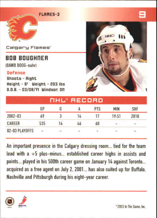 2003-04 ITG Action #9 Bob Boughner back image