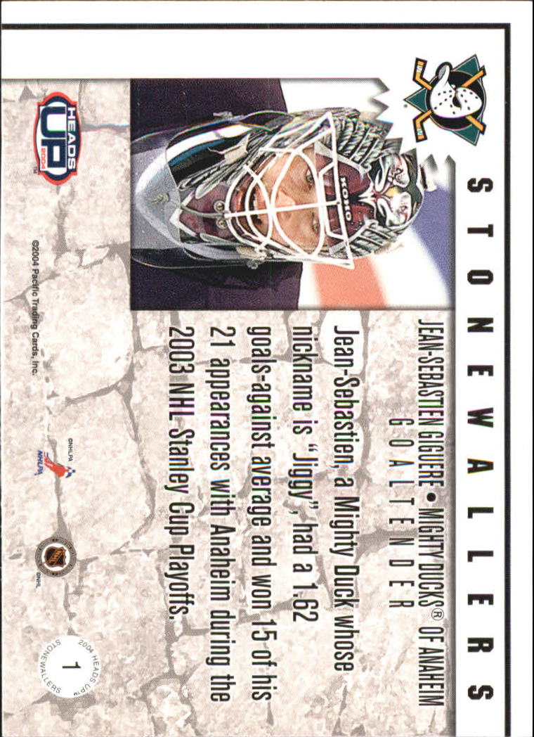 2003-04 Pacific Heads Up Stonewallers #1 Jean-Sebastien Giguere back image