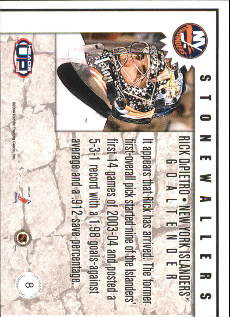 2003-04 Pacific Heads Up Stonewallers #8 Rick DiPietro back image