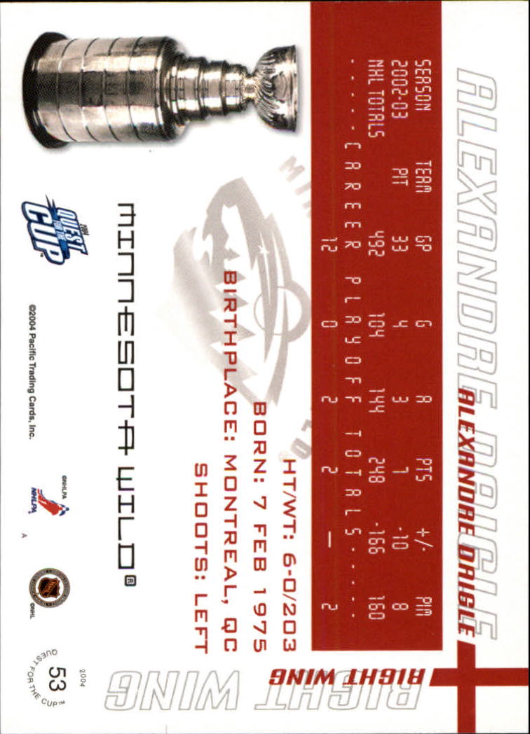 2003-04 Pacific Quest for the Cup #53 Alexandre Daigle back image