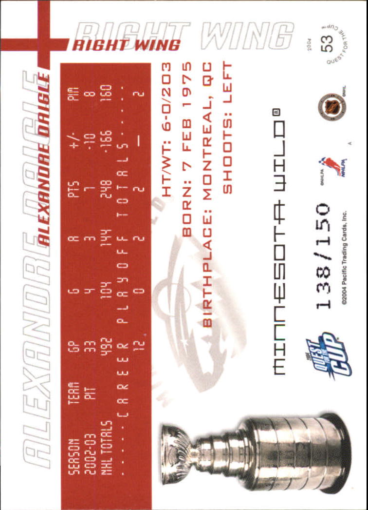 2003-04 Pacific Quest for the Cup Blue #53 Alexandre Daigle back image