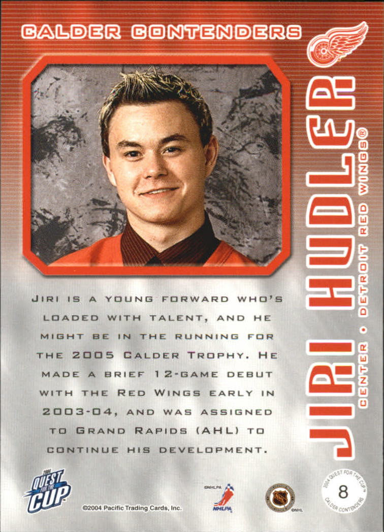2003-04 Pacific Quest for the Cup Calder Contenders #8 Jiri Hudler back image