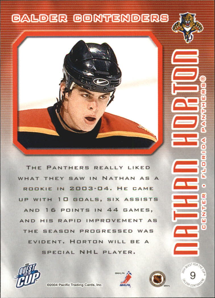 2003-04 Pacific Quest for the Cup Calder Contenders #9 Nathan Horton back image