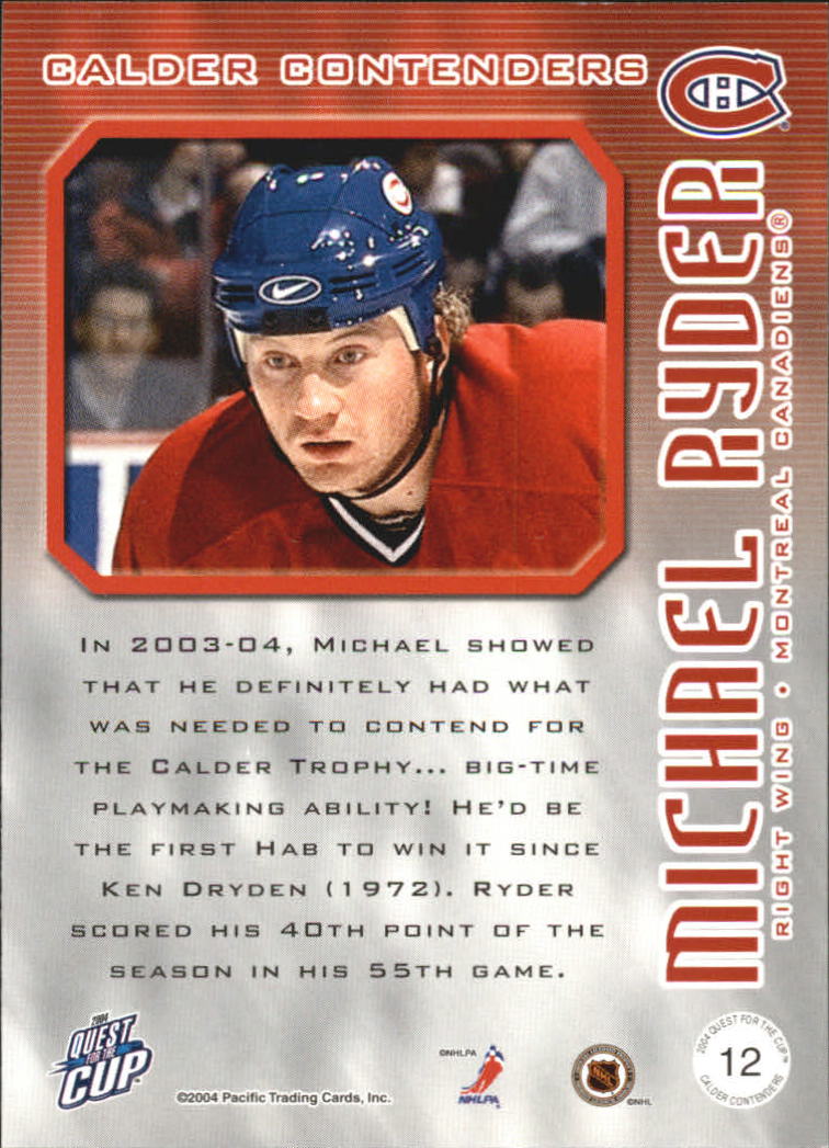 2003-04 Pacific Quest for the Cup Calder Contenders #12 Michael Ryder back image
