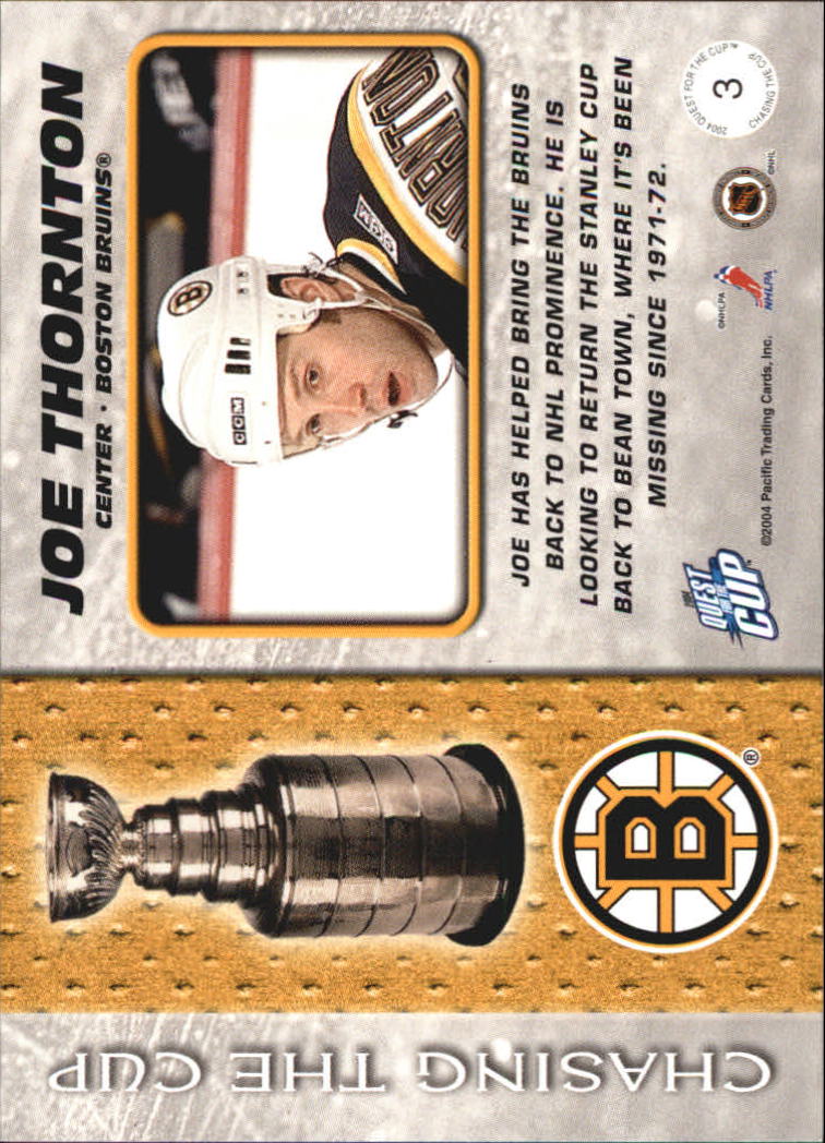 2003-04 Pacific Quest for the Cup Chasing the Cup #3 Joe Thornton back image