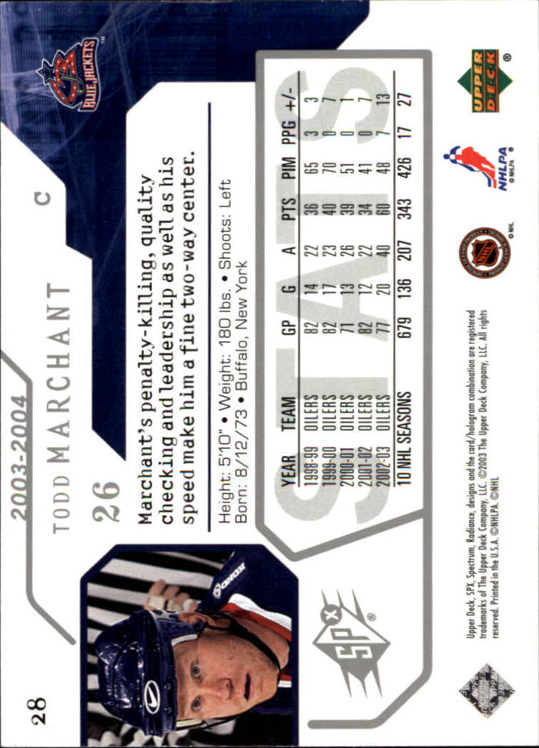 2003-04 SPx #28 Todd Marchant back image