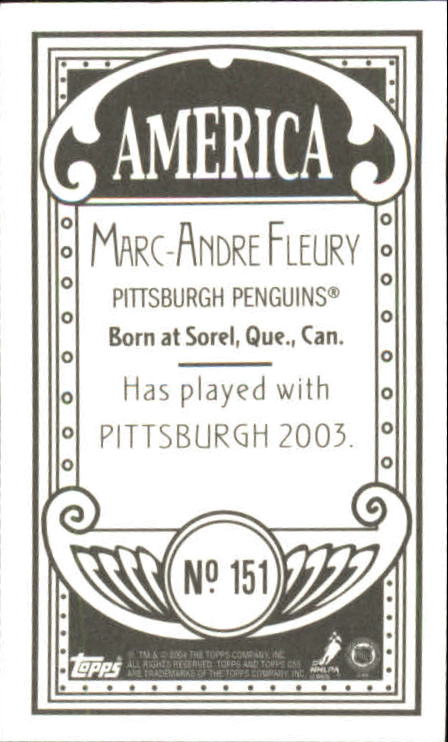 2003-04 Topps C55 Minis American Back #151 Marc-Andre Fleury back image