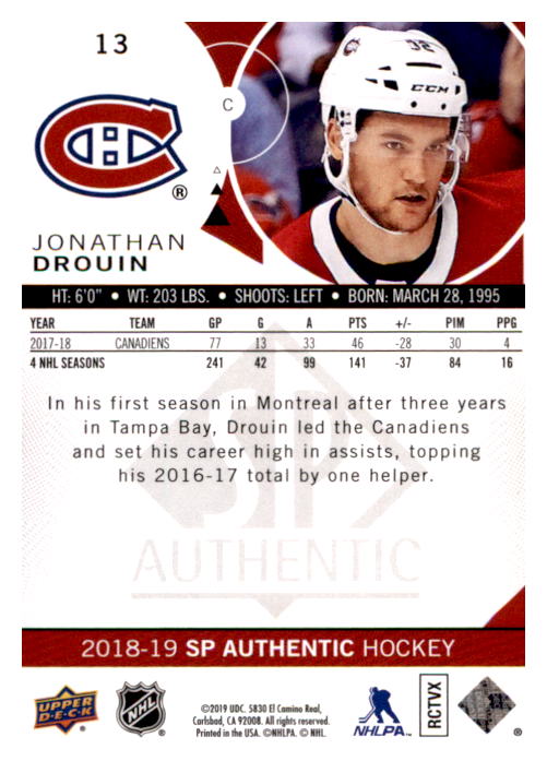 B0635- 2018-19 SP Hockey Card #s 1-140 +Parallels -You Pick- 15+ FREE US SHIP - Picture 24 of 275