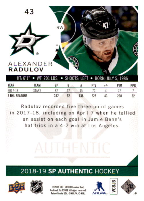 B0635- 2018-19 SP Hockey Card #s 1-140 +Parallels -You Pick- 15+ FREE US SHIP - Picture 81 of 275