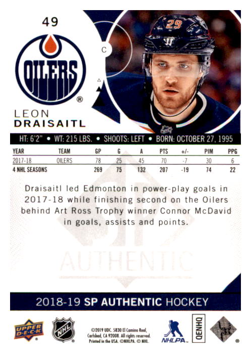 B0635- 2018-19 SP Hockey Card #s 1-140 +Parallels -You Pick- 15+ FREE US SHIP - Picture 93 of 275
