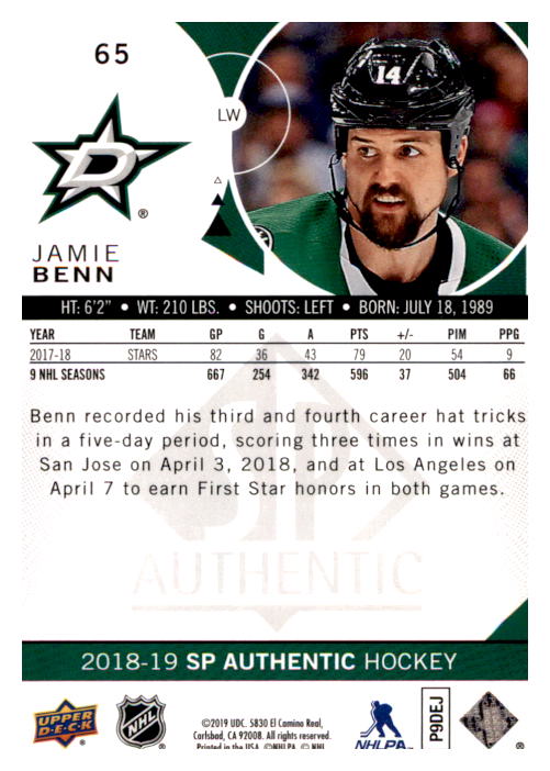 B0635- 2018-19 SP Hockey Card #s 1-140 +Parallels -You Pick- 15+ FREE US SHIP - Picture 123 of 275