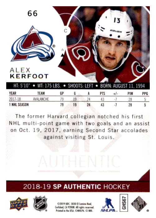 B0635- 2018-19 SP Hockey Card #s 1-140 +Parallels -You Pick- 15+ FREE US SHIP - Picture 125 of 275