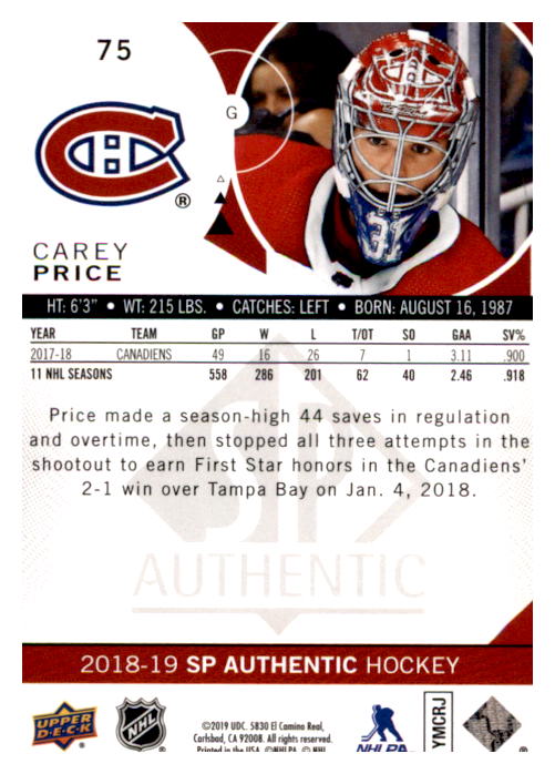 B0635- 2018-19 SP Hockey Card #s 1-140 +Parallels -You Pick- 15+ FREE US SHIP - Picture 139 of 275