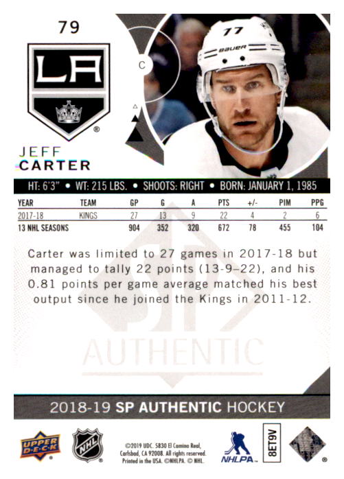 B0635- 2018-19 SP Hockey Card #s 1-140 +Parallels -You Pick- 15+ FREE US SHIP - Picture 147 of 275