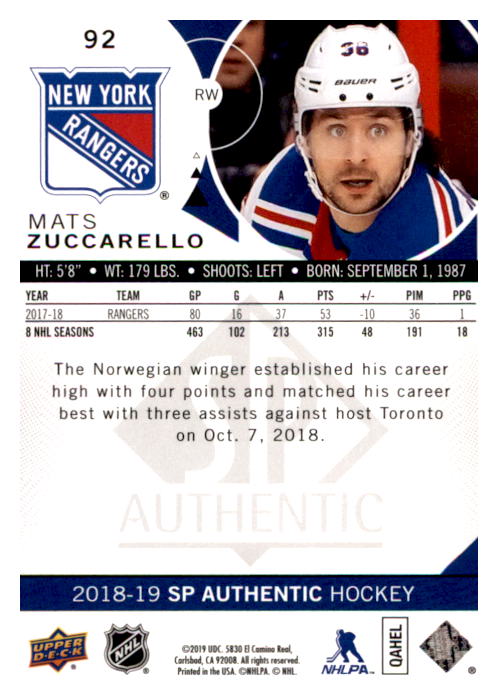B0635- 2018-19 SP Hockey Card #s 1-140 +Parallels -You Pick- 15+ FREE US SHIP - Picture 169 of 275
