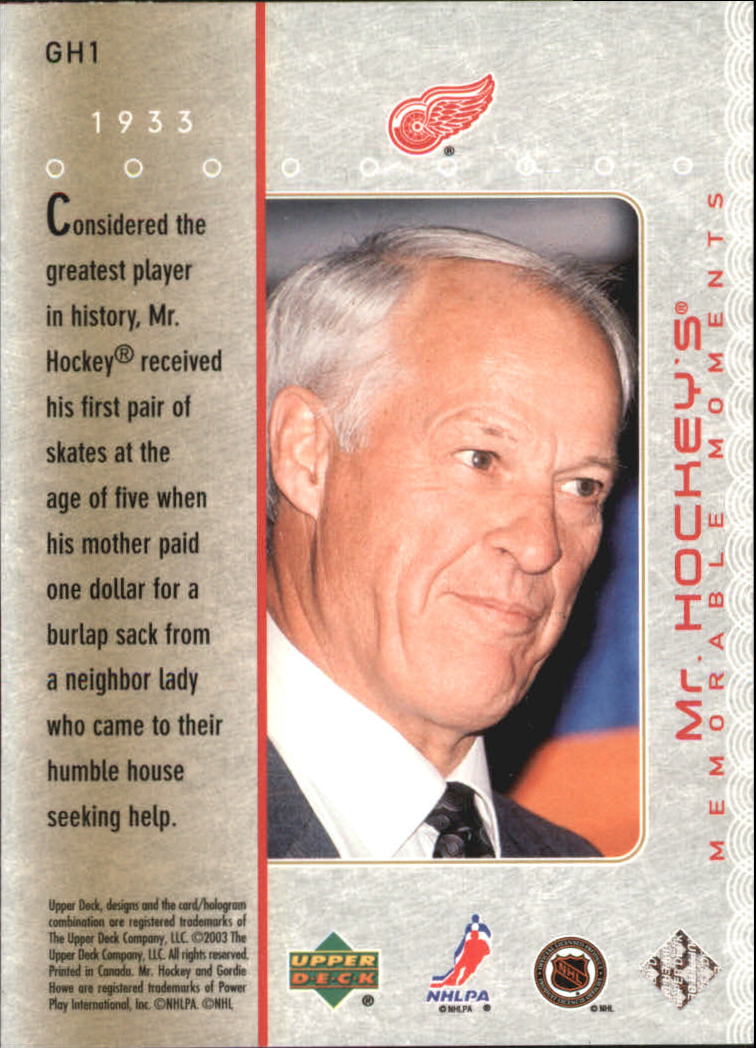 2003-04 Upper Deck Mr. Hockey #GH1 Gordie Howe back image