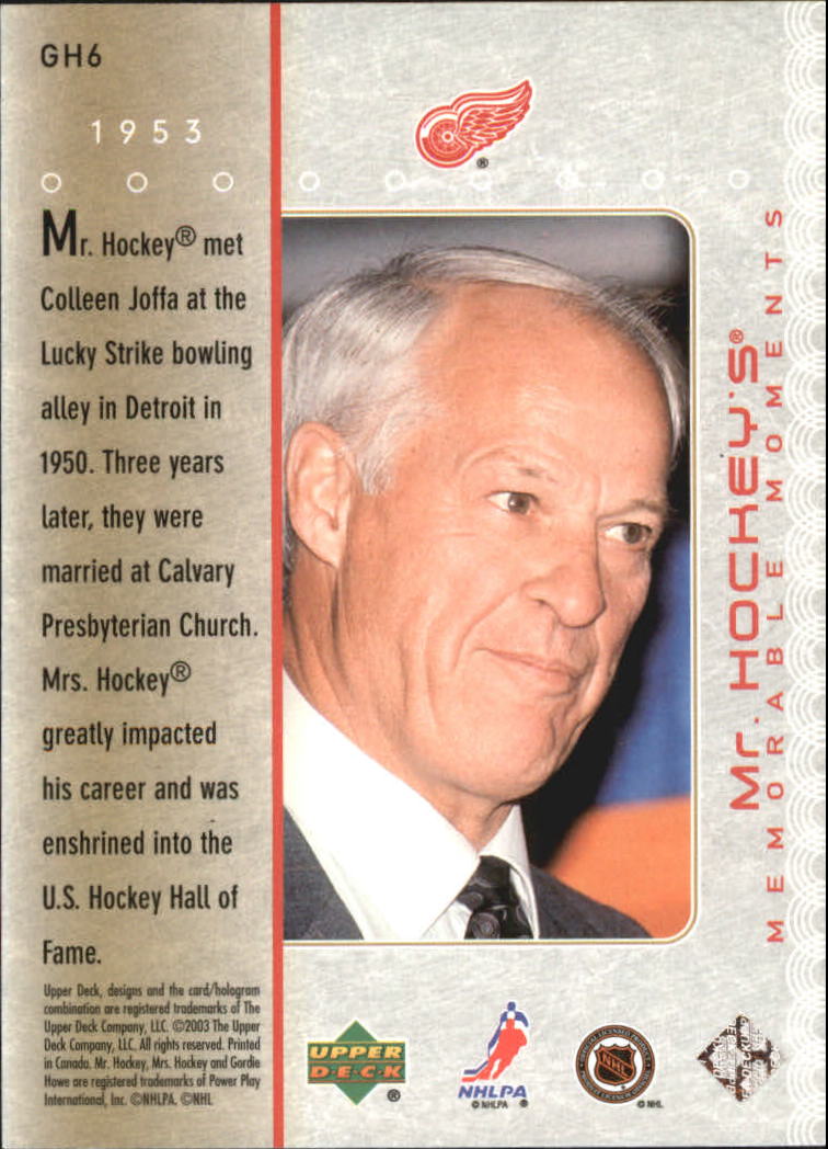 2003-04 Upper Deck Mr. Hockey #GH6 Gordie Howe back image