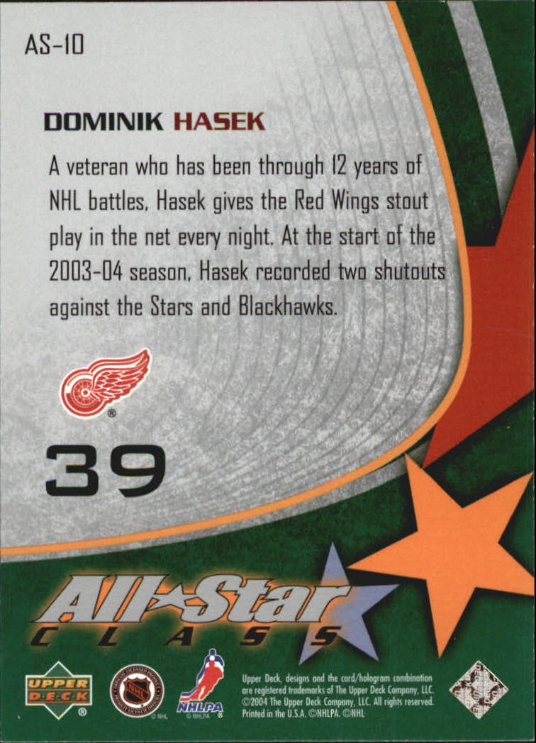 2003-04 Upper Deck All-Star Class #AS10 Dominik Hasek back image