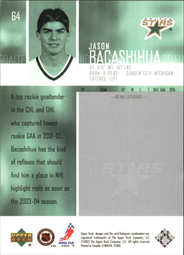 2003-04 Upper Deck #64 Jason Bacashihua back image