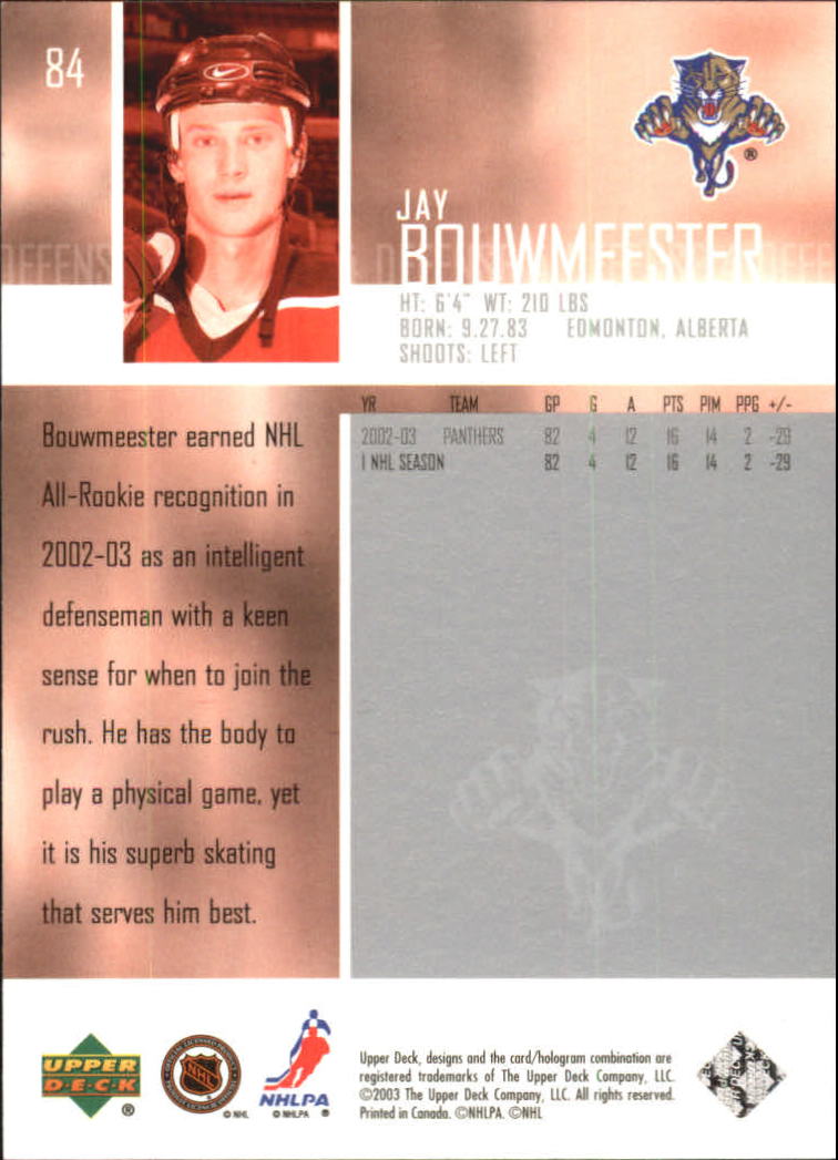 2003-04 Upper Deck #84 Jay Bouwmeester back image