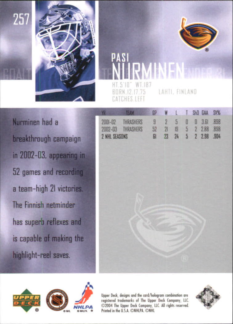 2003-04 Upper Deck #257 Pasi Nurminen back image