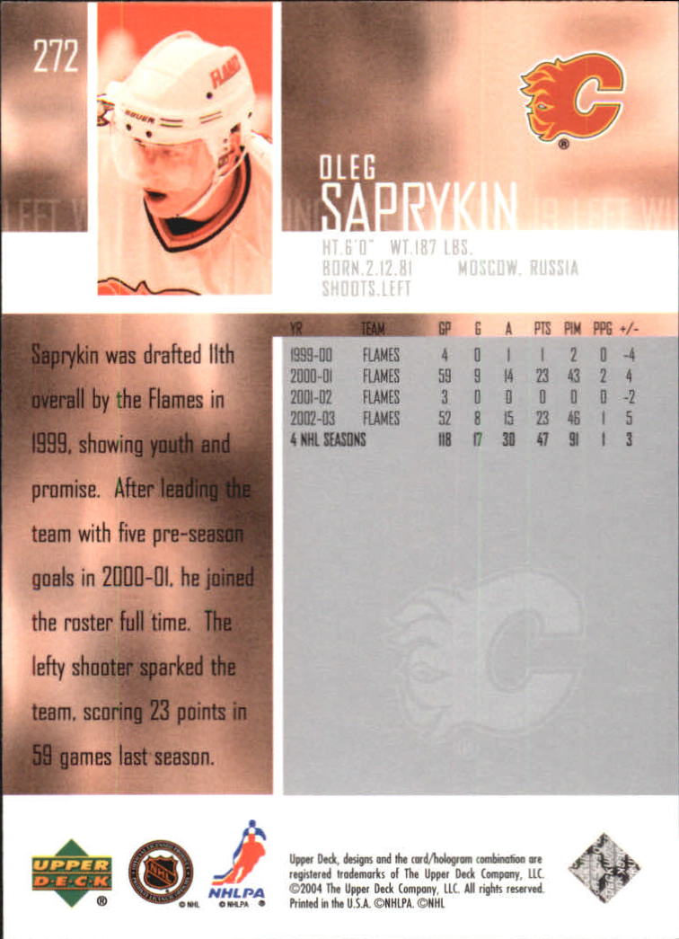 2003-04 Upper Deck #272 Oleg Saprykin back image