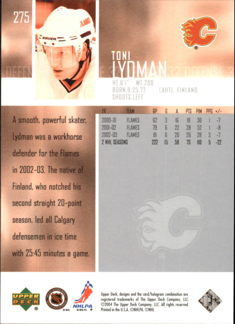 2003-04 Upper Deck #275 Toni Lydman back image