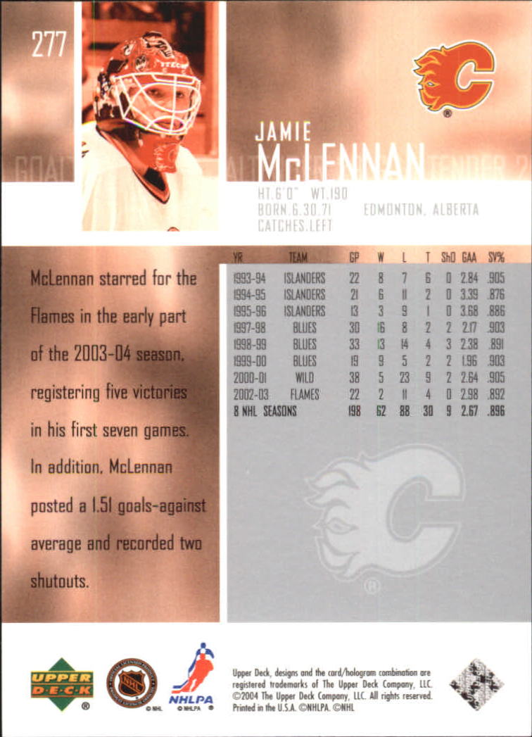 2003-04 Upper Deck #277 Jamie McLennan back image