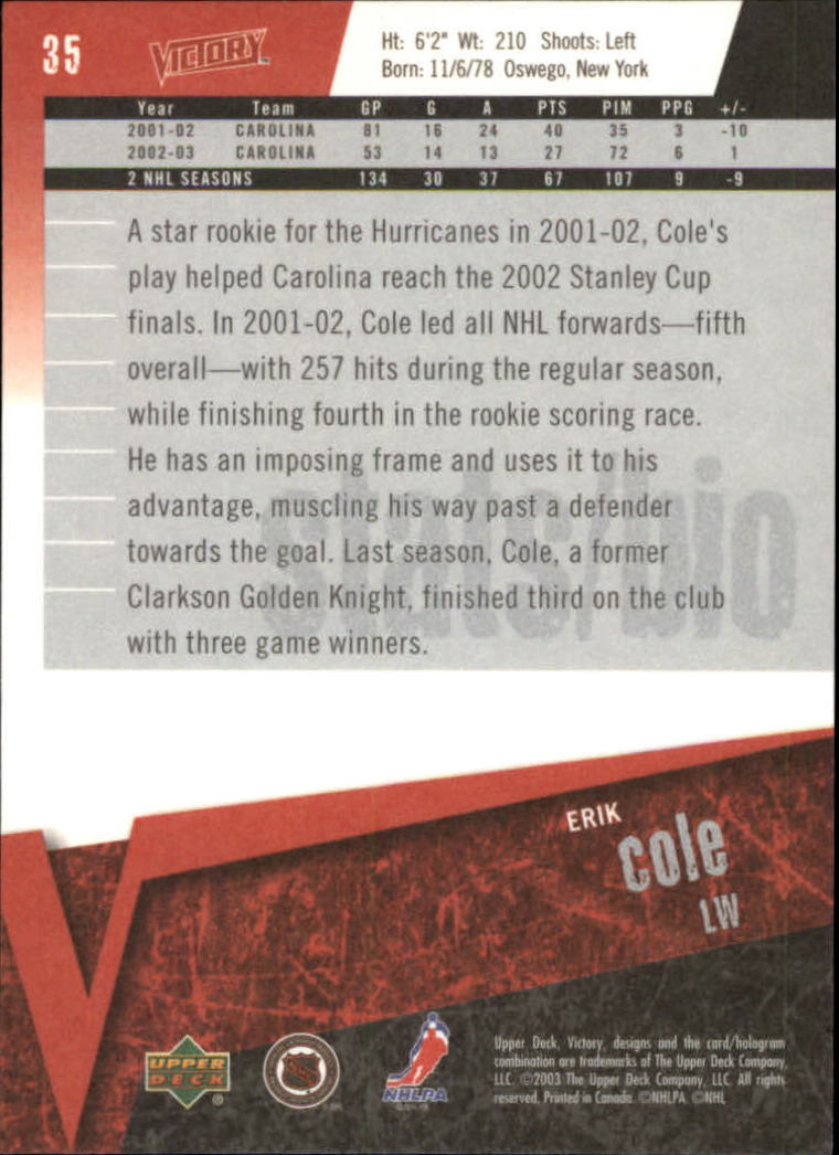 2003-04 Upper Deck Victory #35 Erik Cole back image