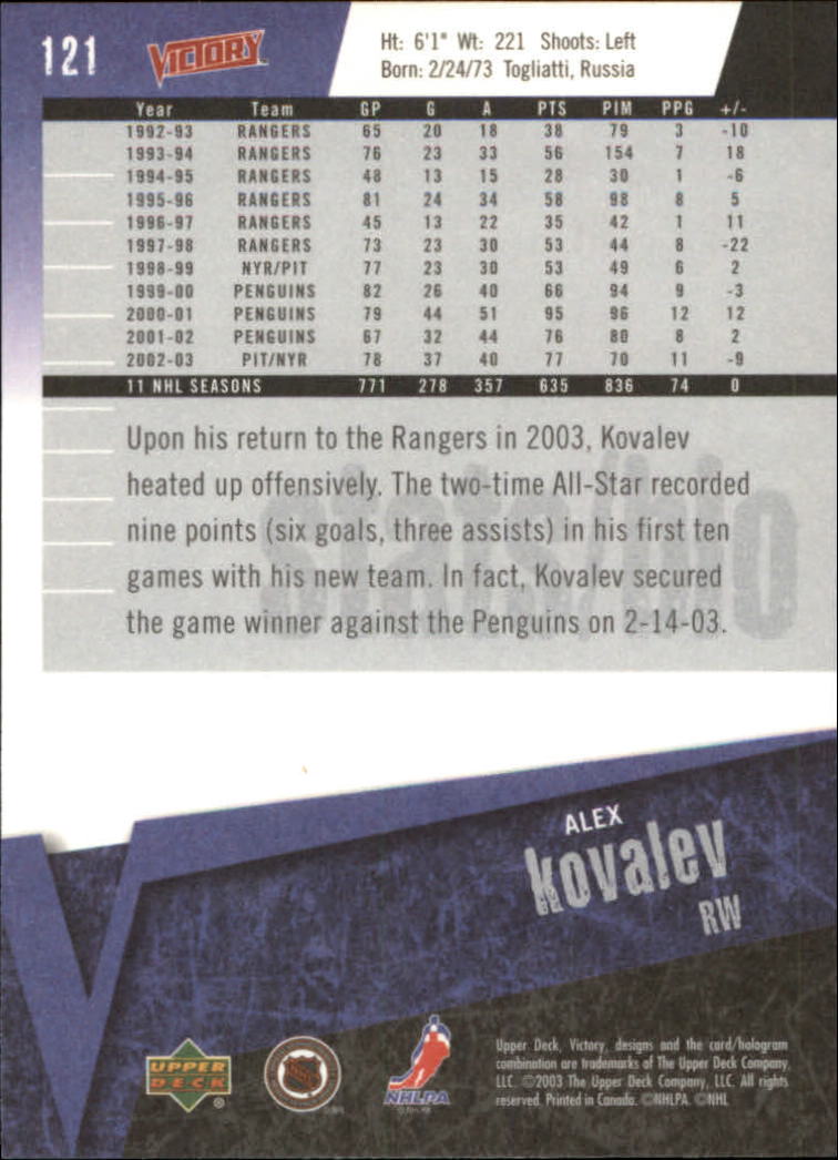 2003-04 Upper Deck Victory #121 Alex Kovalev back image