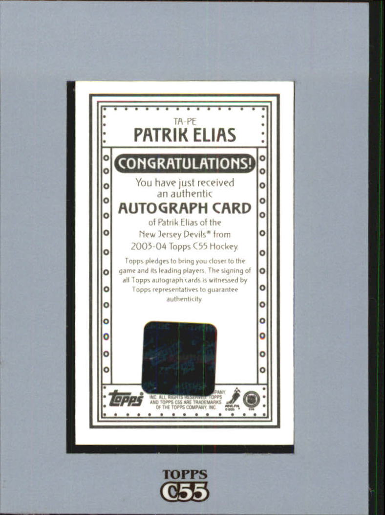 2003-04 Topps C55 Autographs #TAPE Patrik Elias C back image